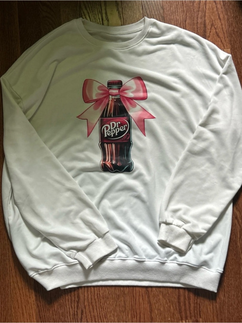 White Graphic Sweatshirt with Pink Bow